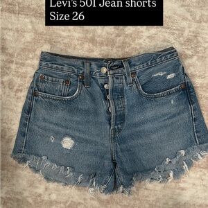 Levi's Distressed High-Rise Denim Shorts in Medium Blue